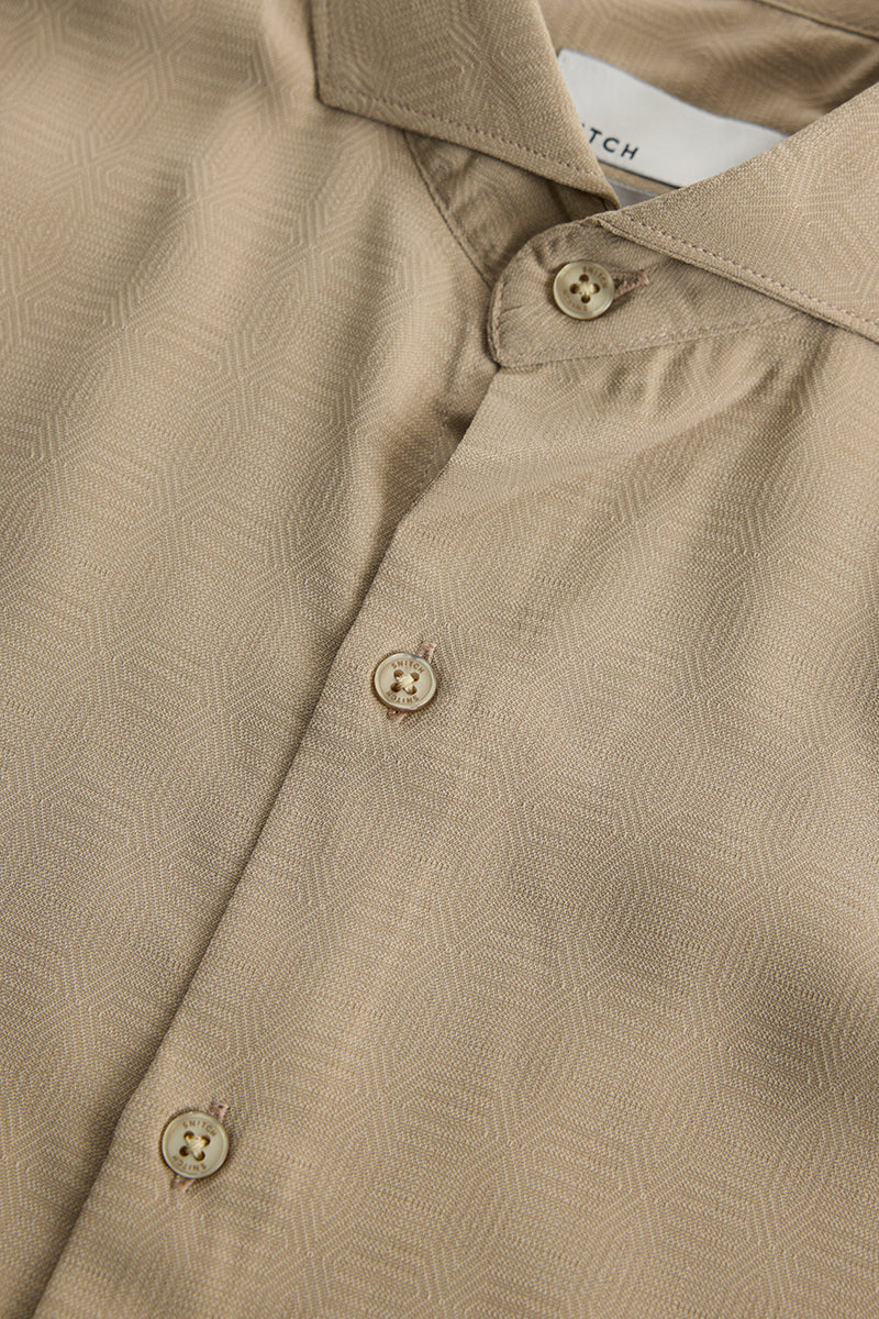 Beige French Collar Shirt