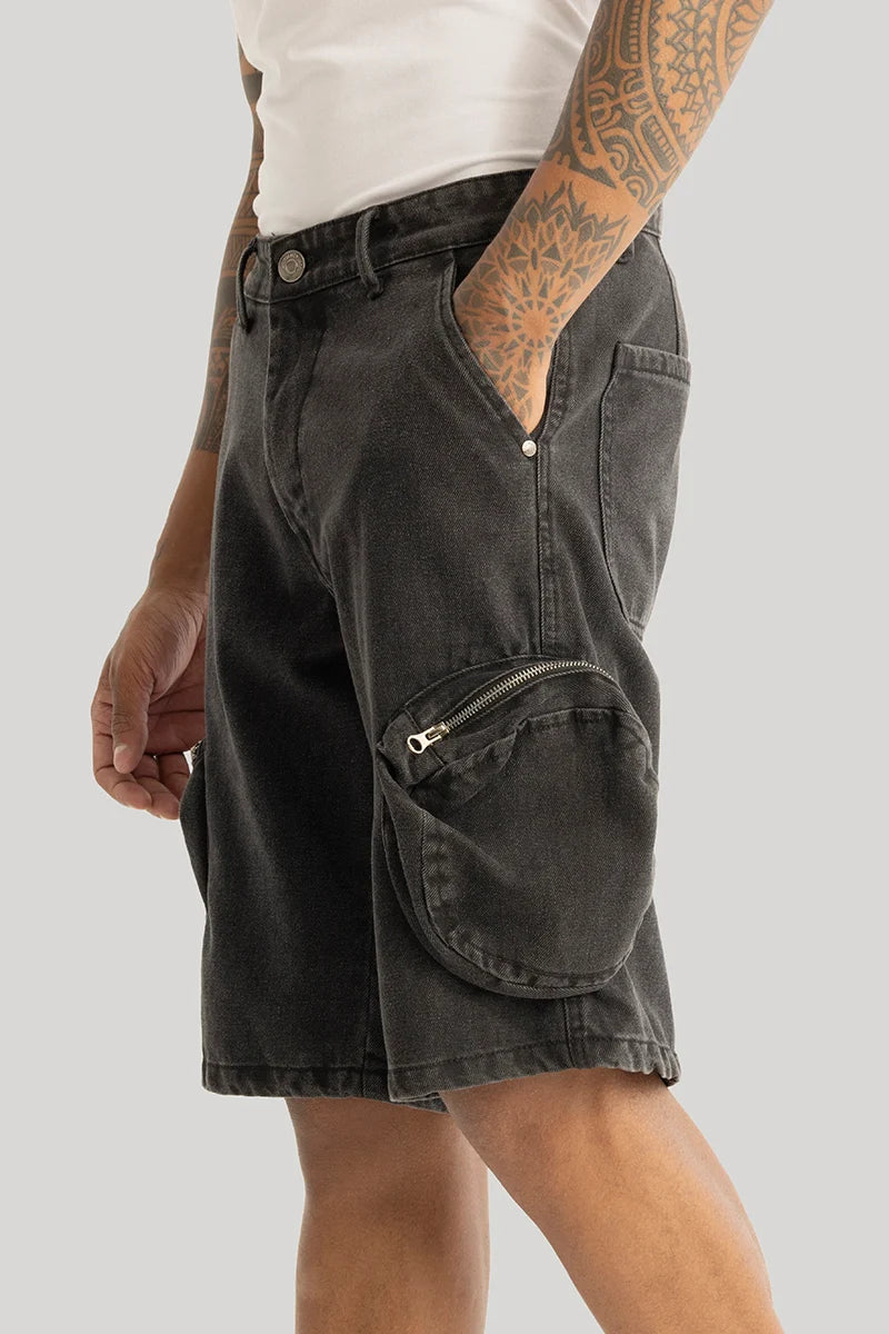 Genevieve Charcoal Grey Cargo Shorts