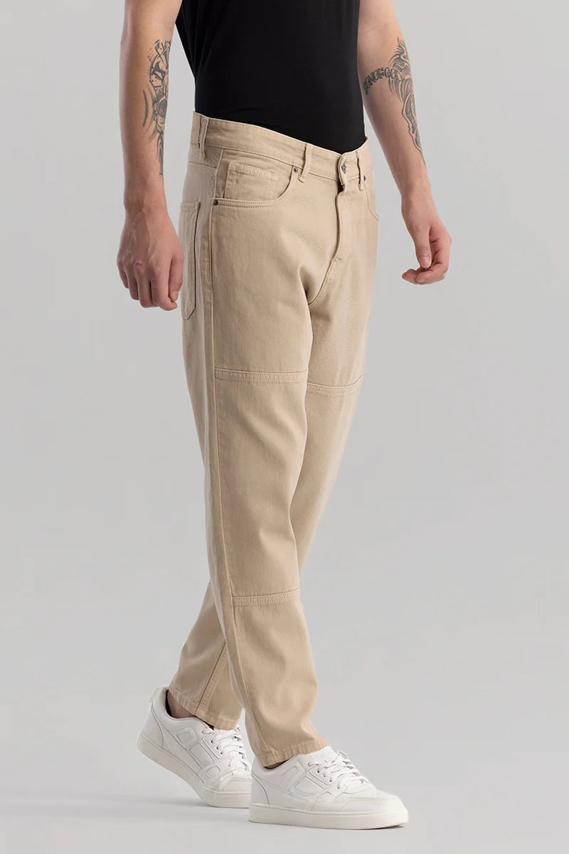 Trendstitch Beige Baggy Fit Jeans