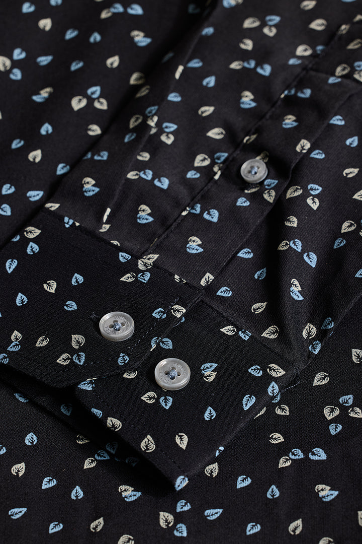 Black Printed Slim FIt Shirt