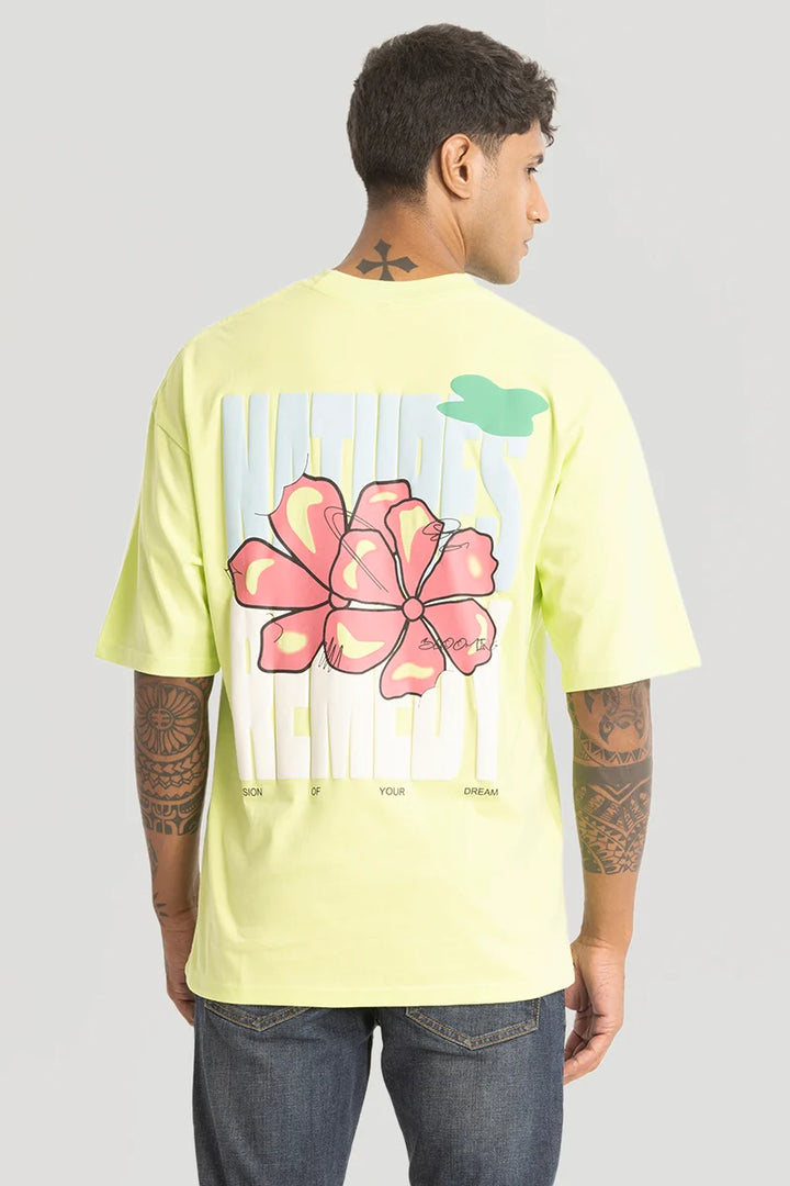 Natures Remedy Lime Yellow Oversized T-Shirt