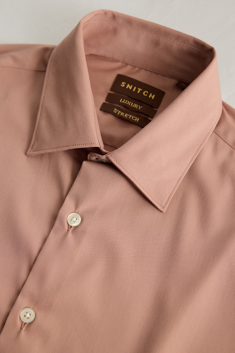 Peach Slim Fit Stretch Shirt