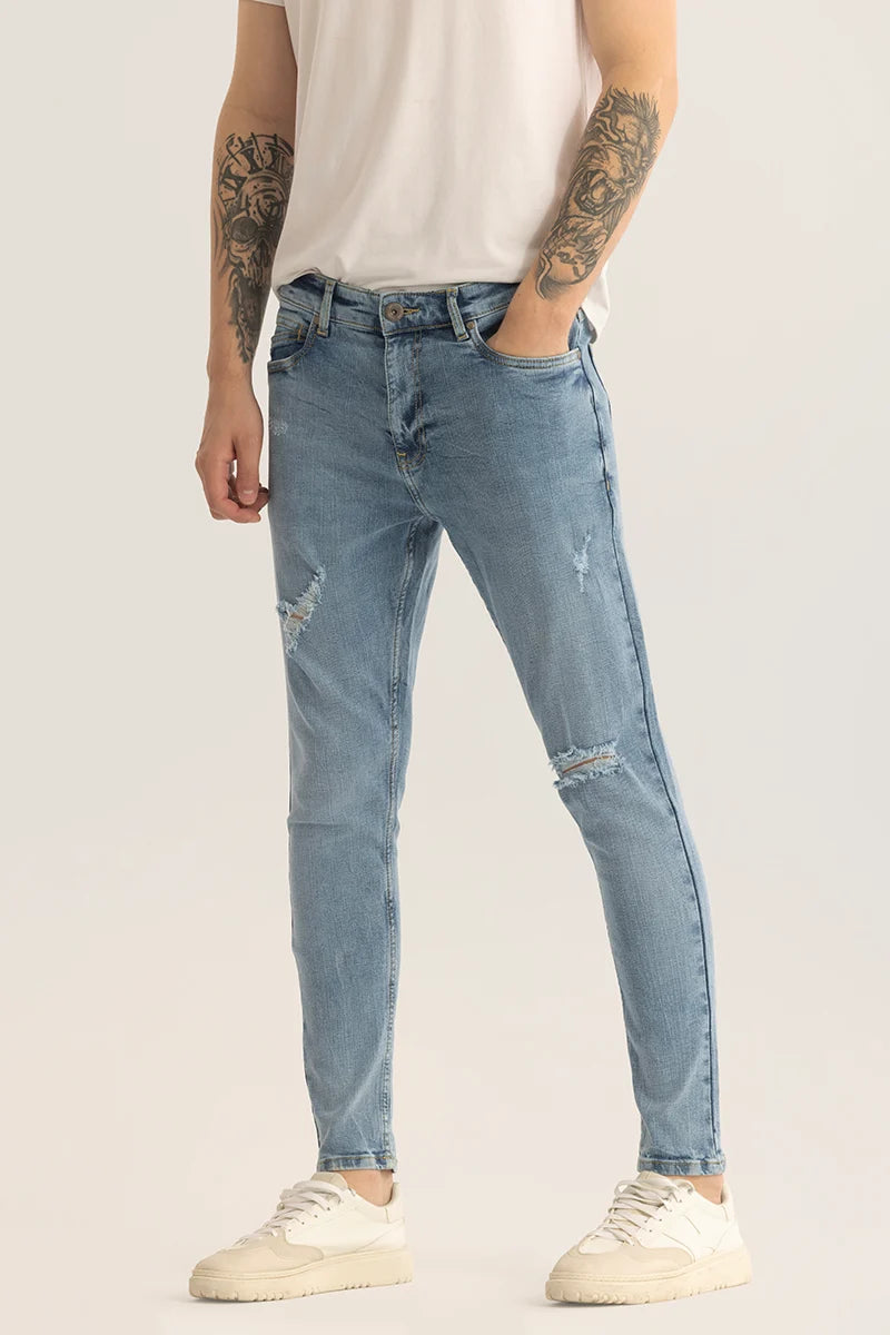 Horizon Light Blue Distressed Skinny Fit Jeans