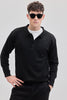 Black Knitted Polo Sweater