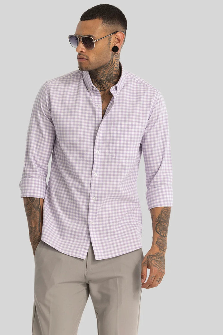 Lavender Gingham Checks Shirt