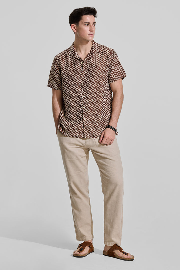 Dark Brown Cuban Crochet Shirt