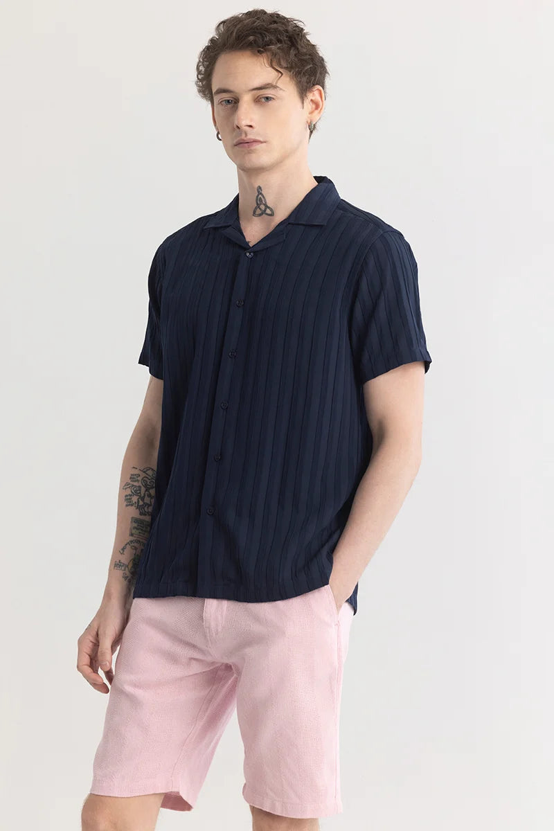 Stripariffic Navy Self-Design Shirt