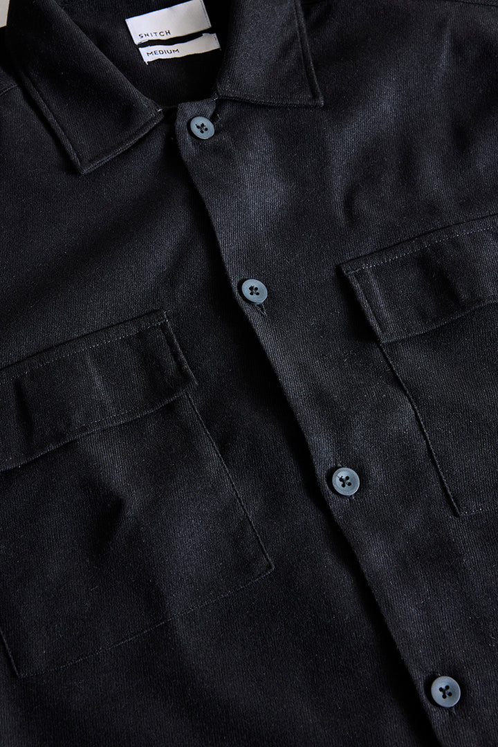 Black Double Pocket Overshirt