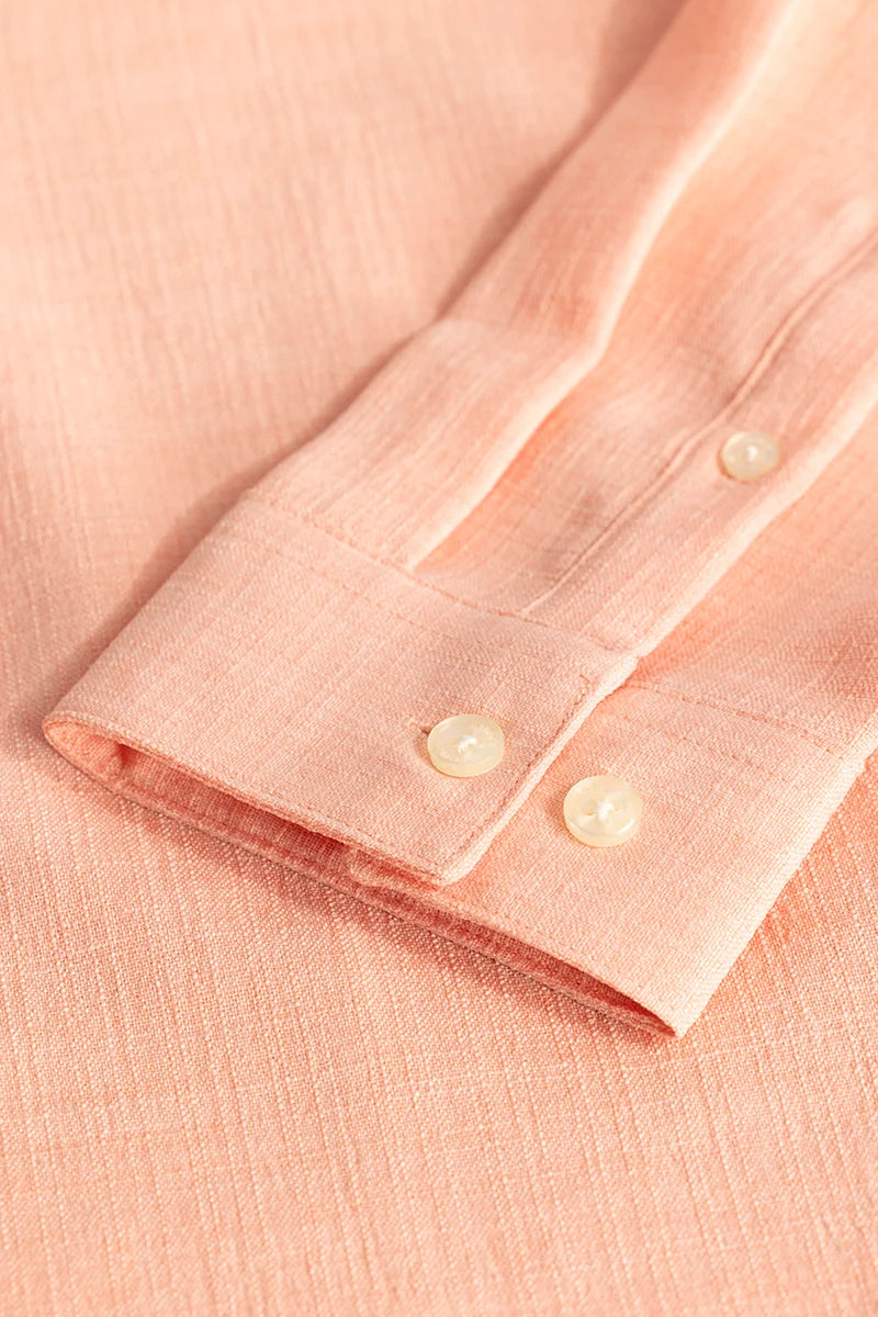 Peach Mandarin Linen Shirt