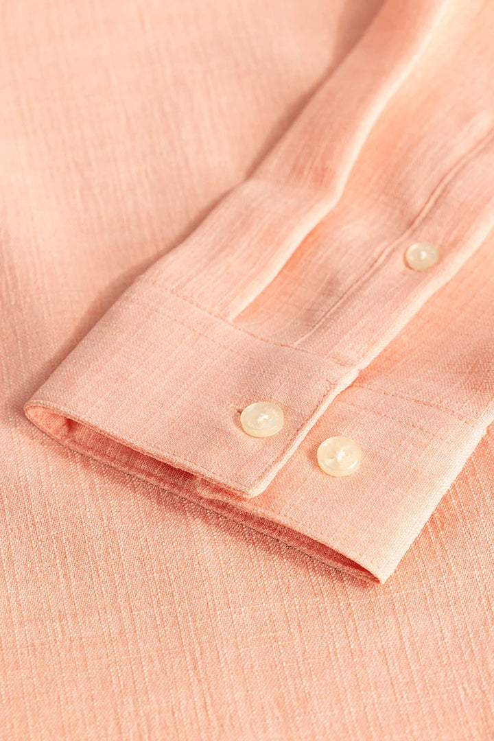 Peach Mandarin Linen Shirt