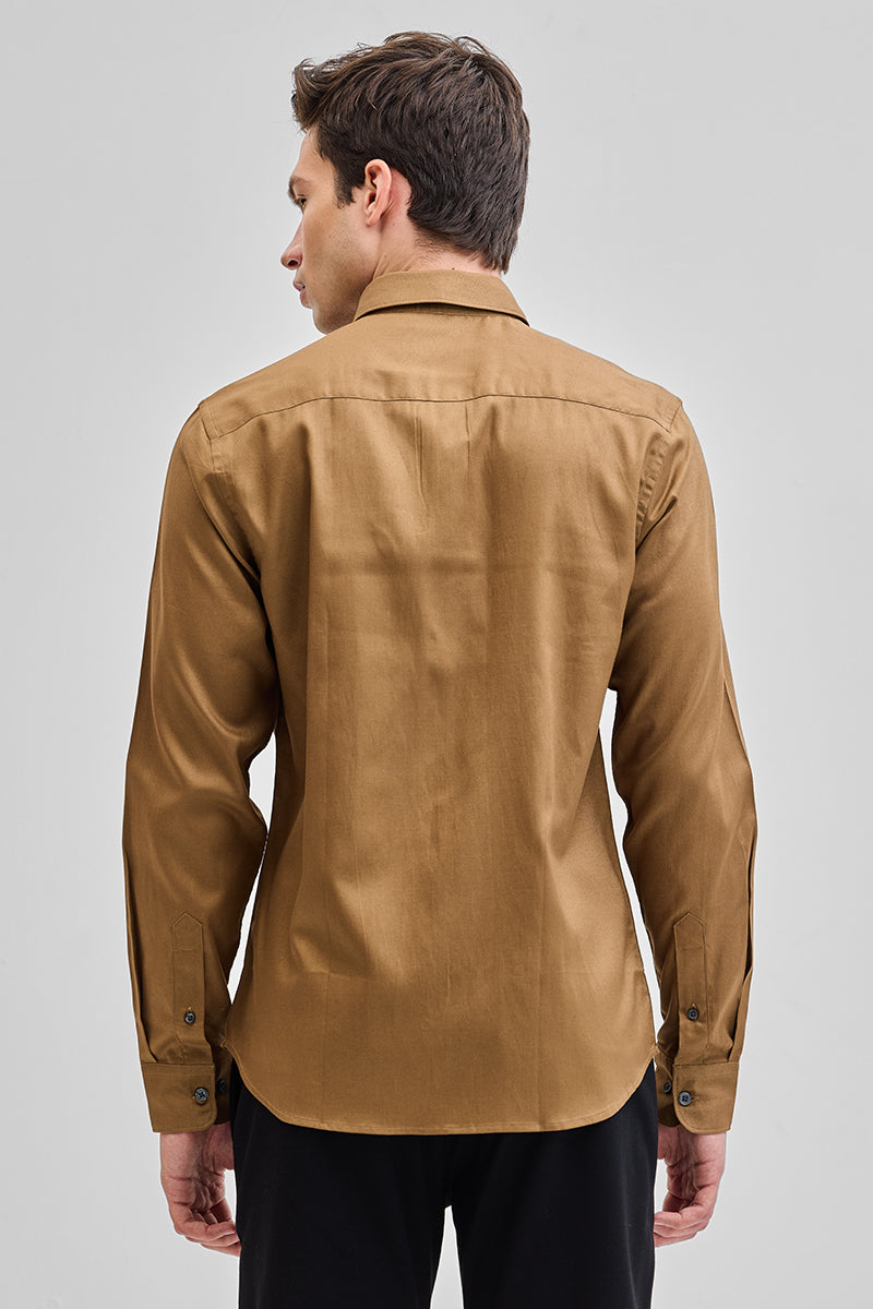 Tan Solid Twill Shirt