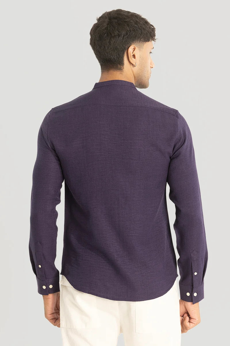 Purple Plain Mandarin Shirt