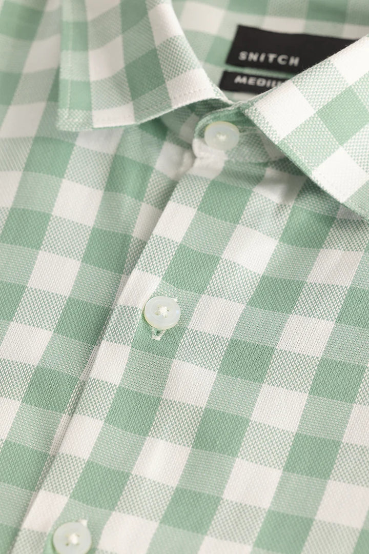 Light Green Slim Fit Checks Shirt