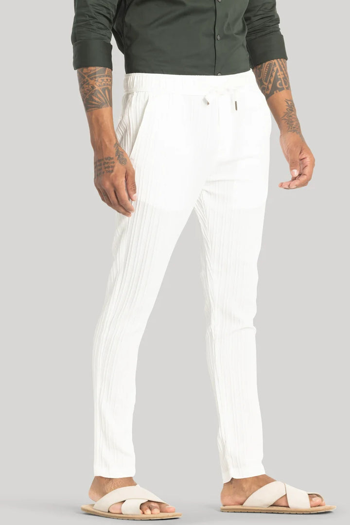 Harbor White Stripes Slim Fit Trousers