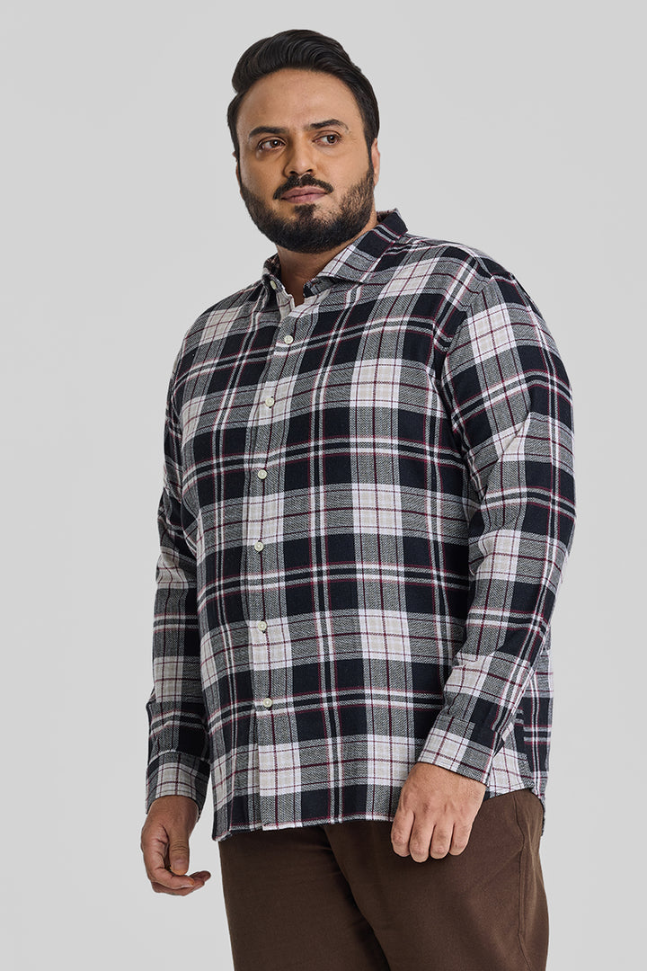 Black Checks Casual Plus Size Shirt