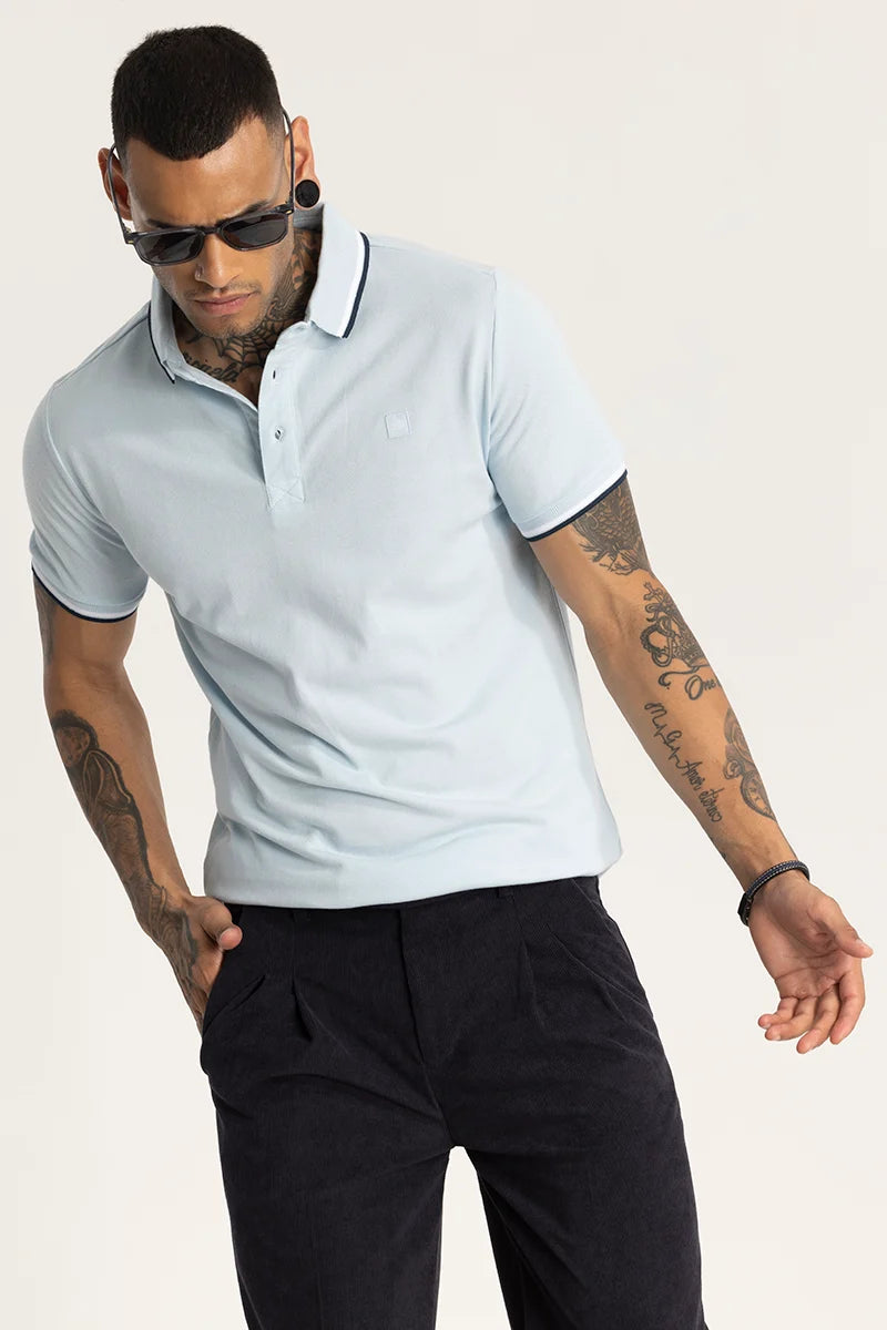 Light Blue Slim Fit Polo T-Shirt