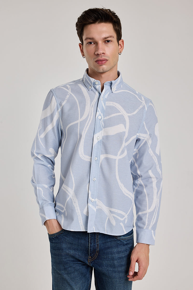 Light Blue Textured Abstract Shirt