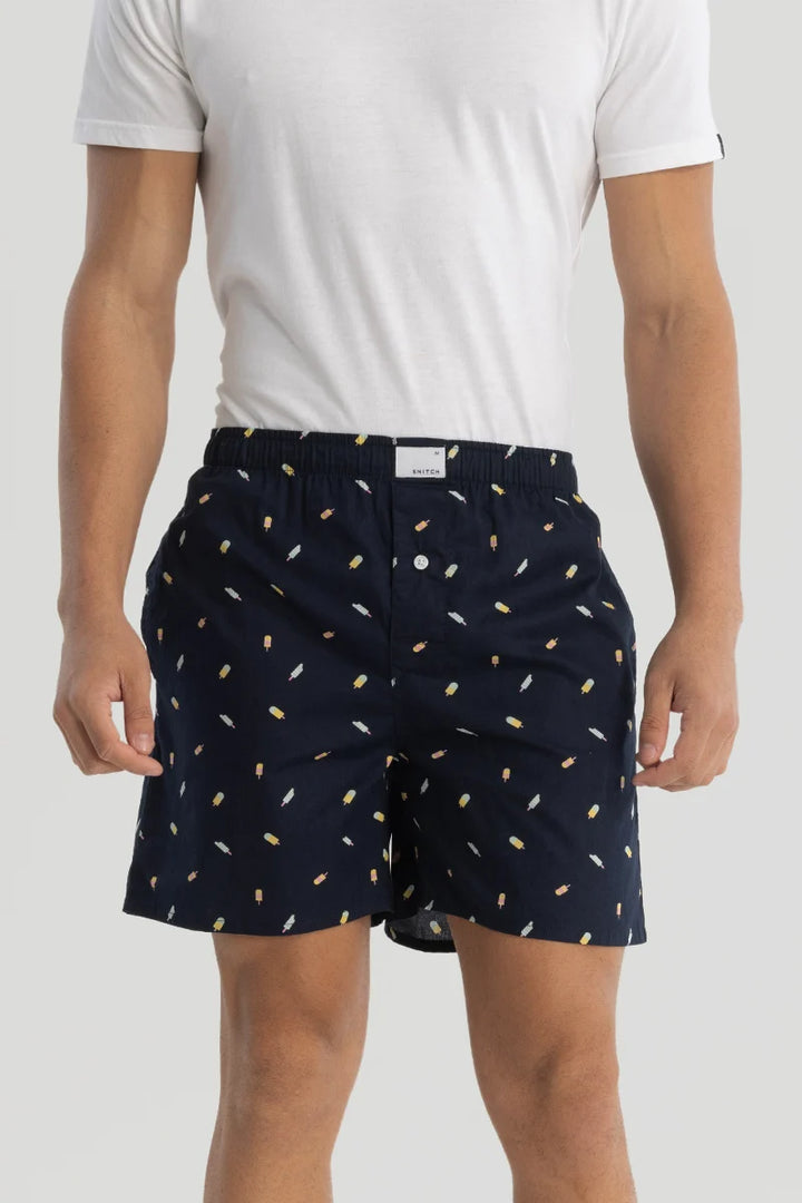 Navy Printed Boxers