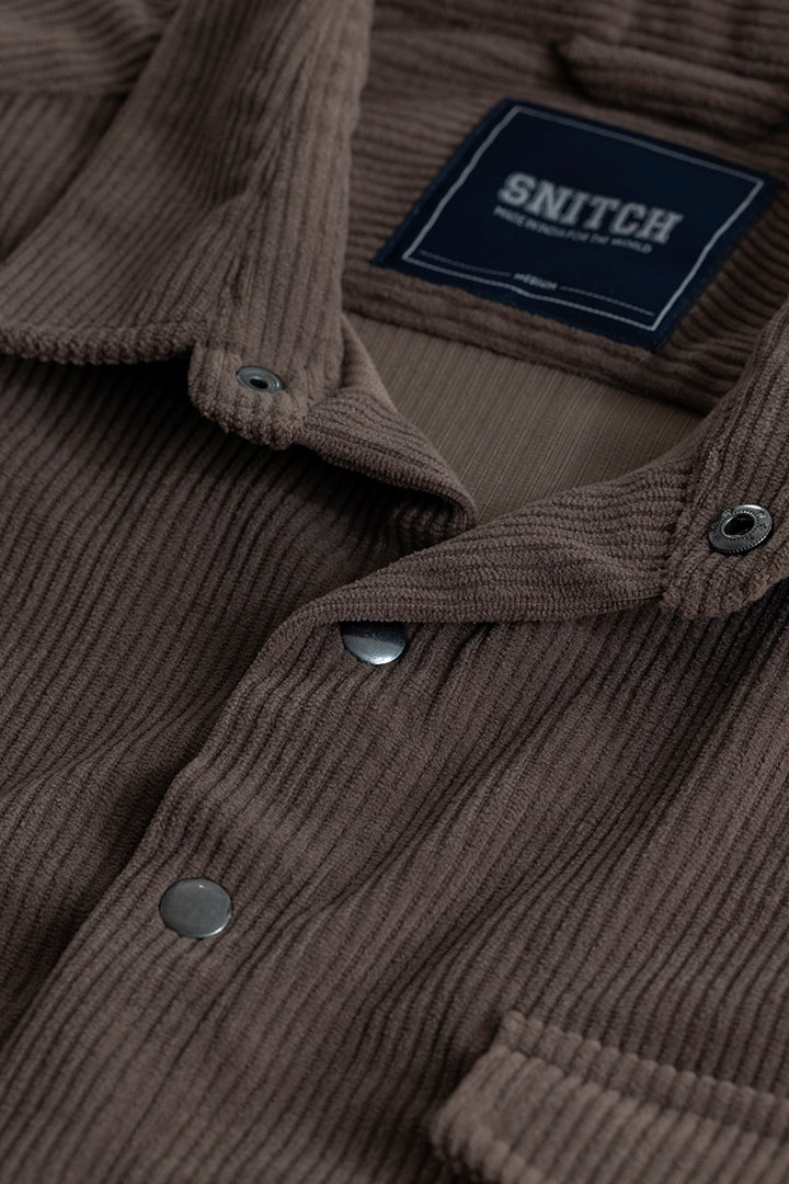 Jezzi Chocolate Brown Corduroy Overshirt