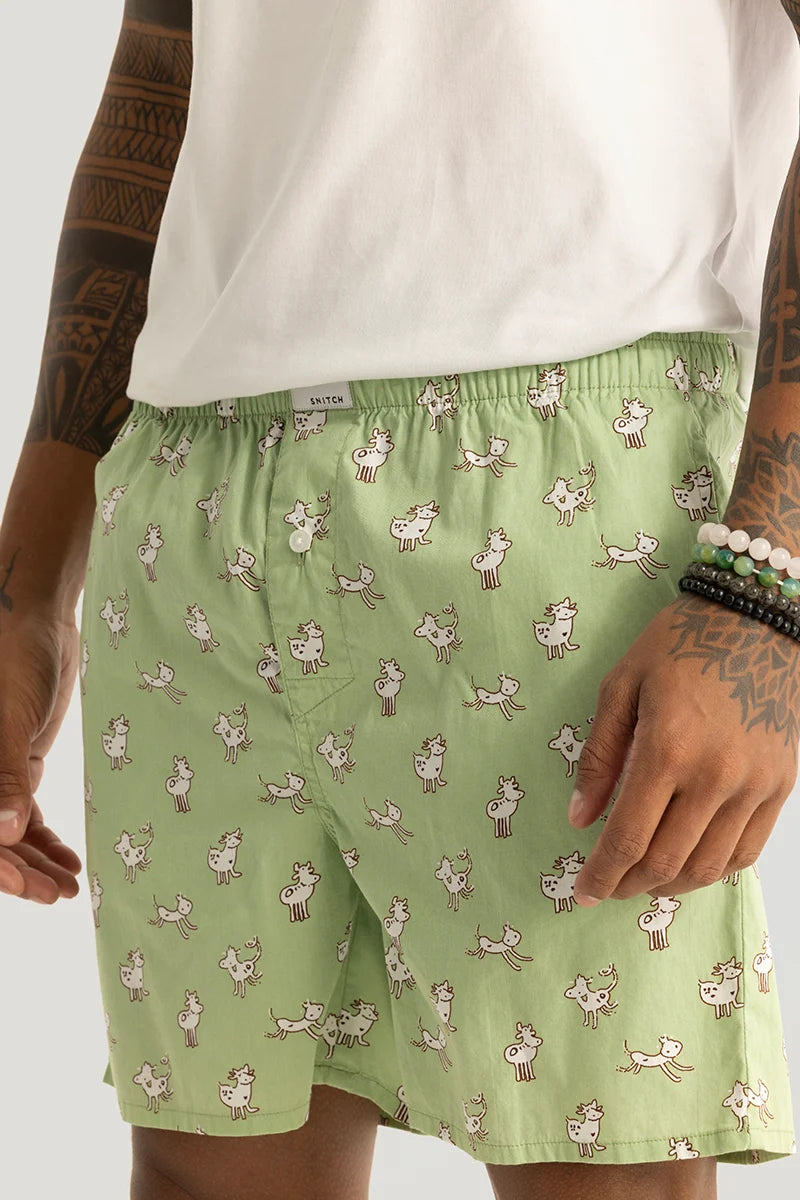 Maria Light Green Printed Boxers