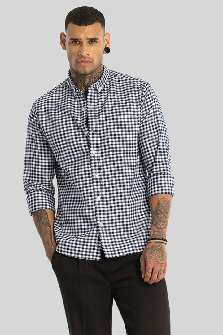 Navy Gingham Checks Shirt