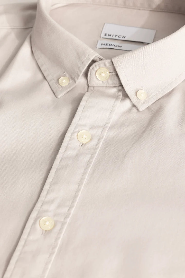 Cream Elbow Patch Oxford Shirt