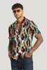 Orange Slim Fit Abstract Shirt