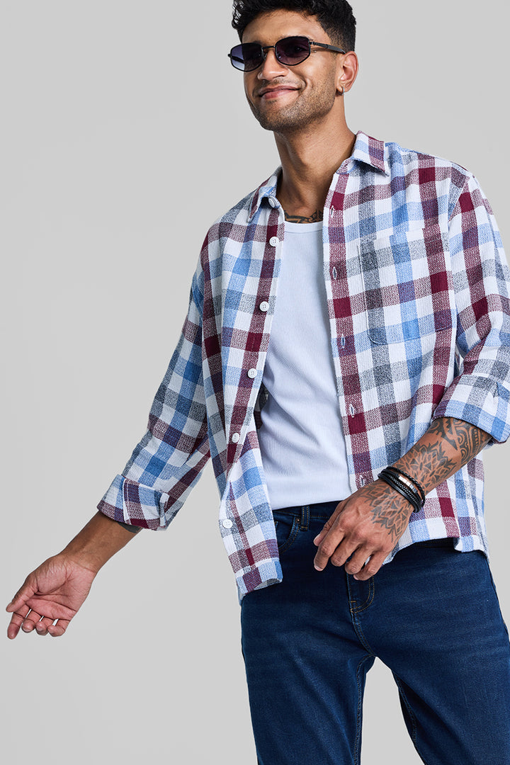 Light Blue Box Fit Gingham Shirt