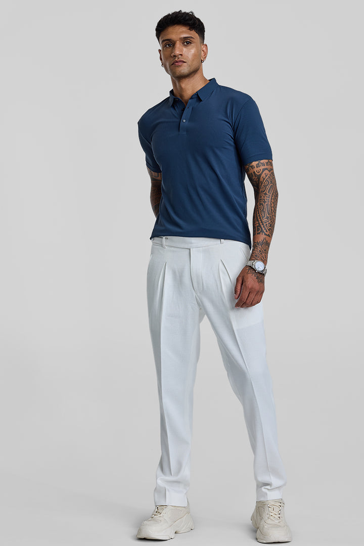 White Relaxed Fit Korean Trousers