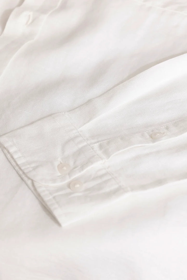 White Linen Blend Shirt