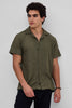 Olive Self-Design Crochet Shirt