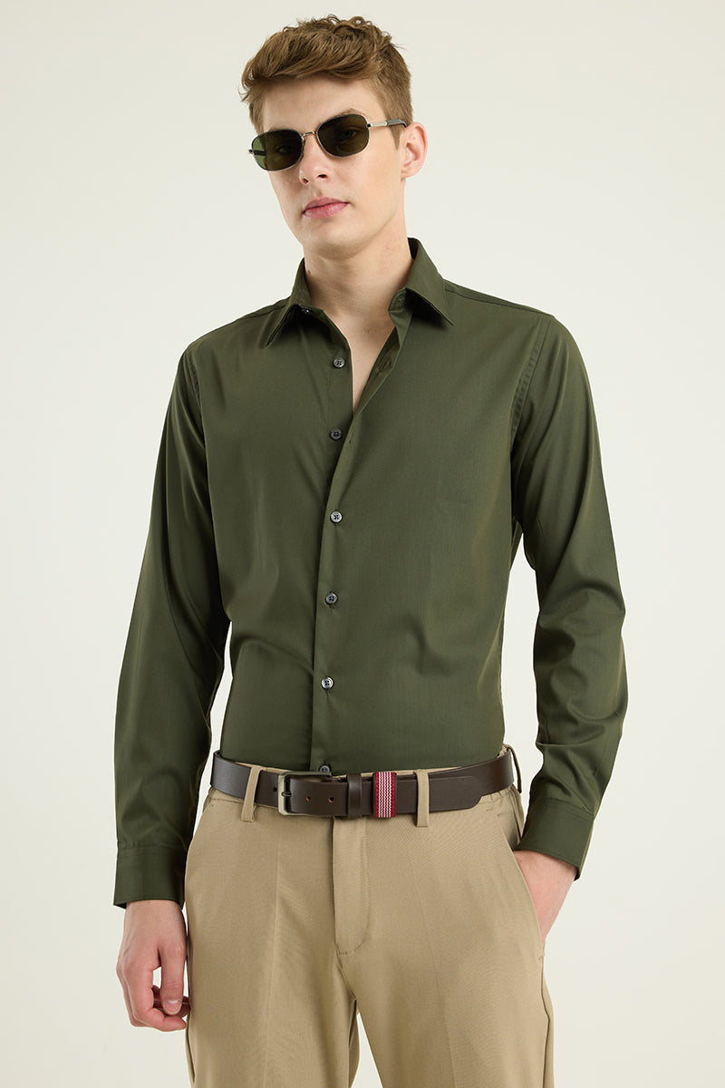 Dark Green Slim Fit Stretch Shirt