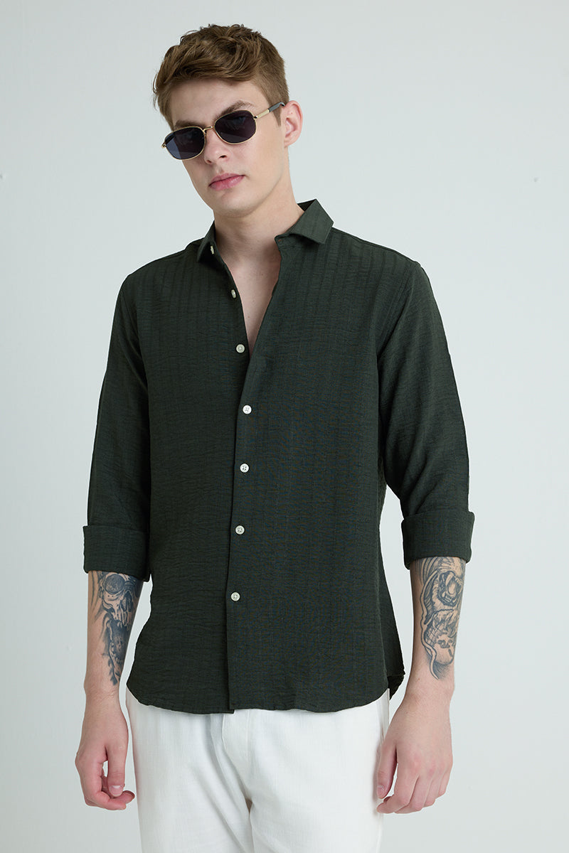 Olive Self Stripe Shirt