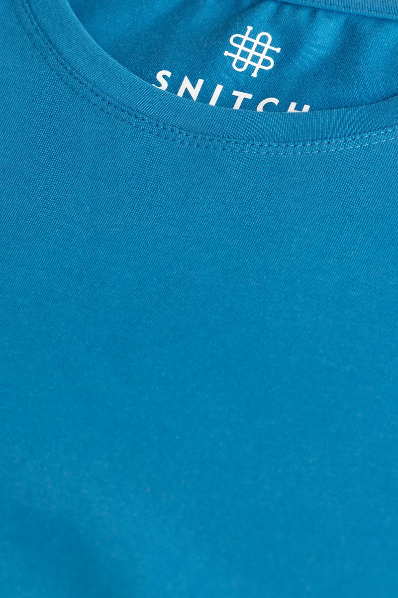 Blue Plain Slim Fit T-Shirt