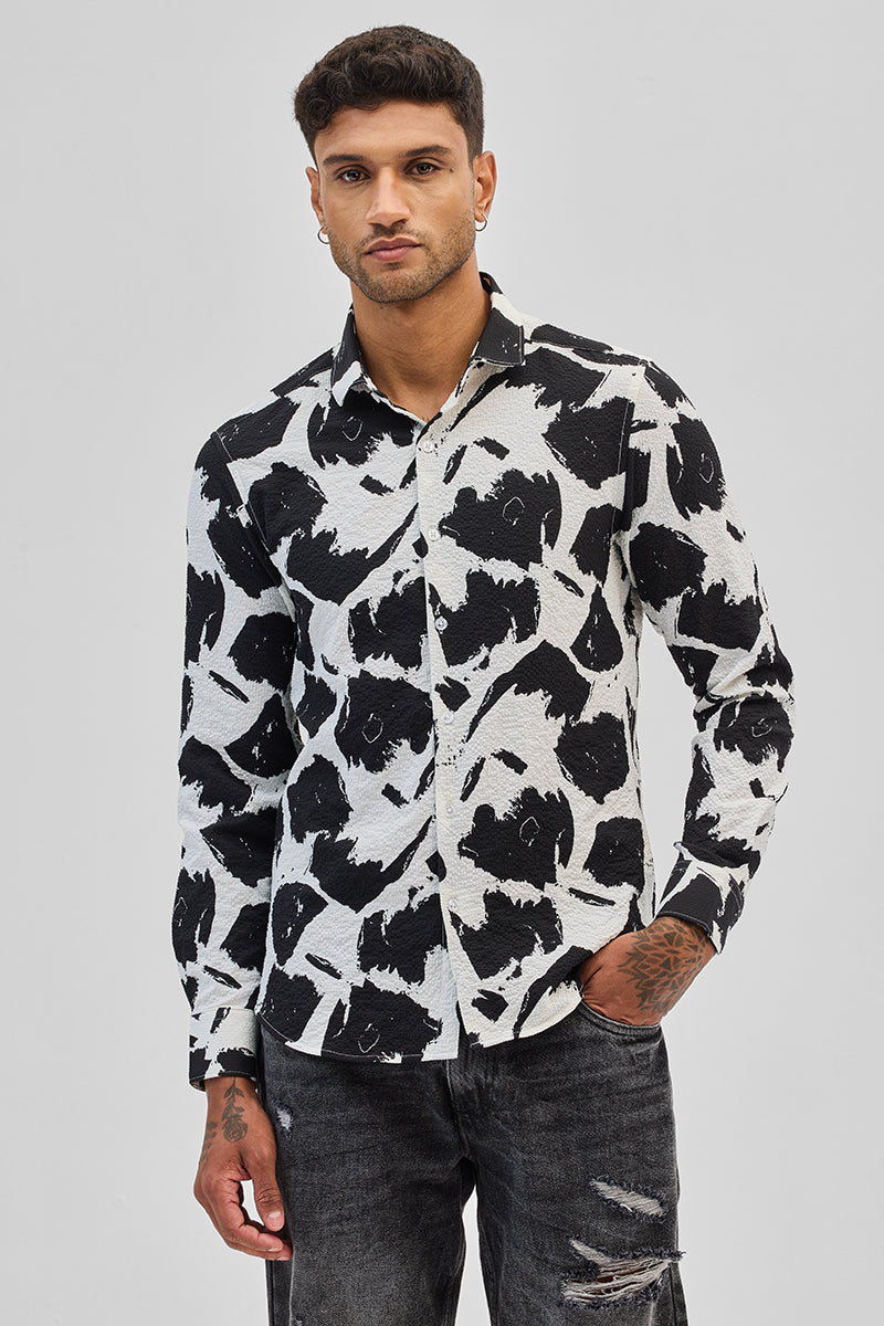 White Abstract Printed Shirt