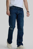 Navy Distressed Bootcut Jeans