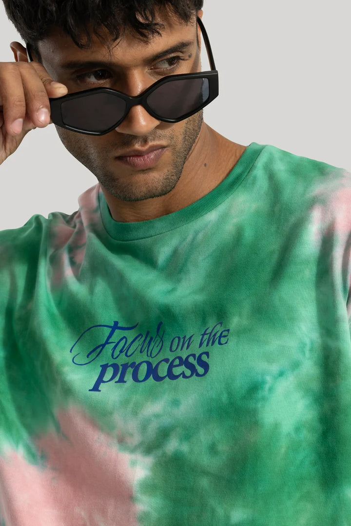 Augusto Green Tie & Dye Oversized Fit T-Shirt