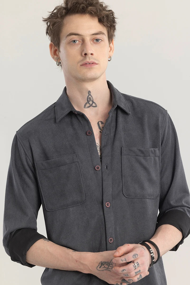 Suedineer Ash Grey Plain Shirt