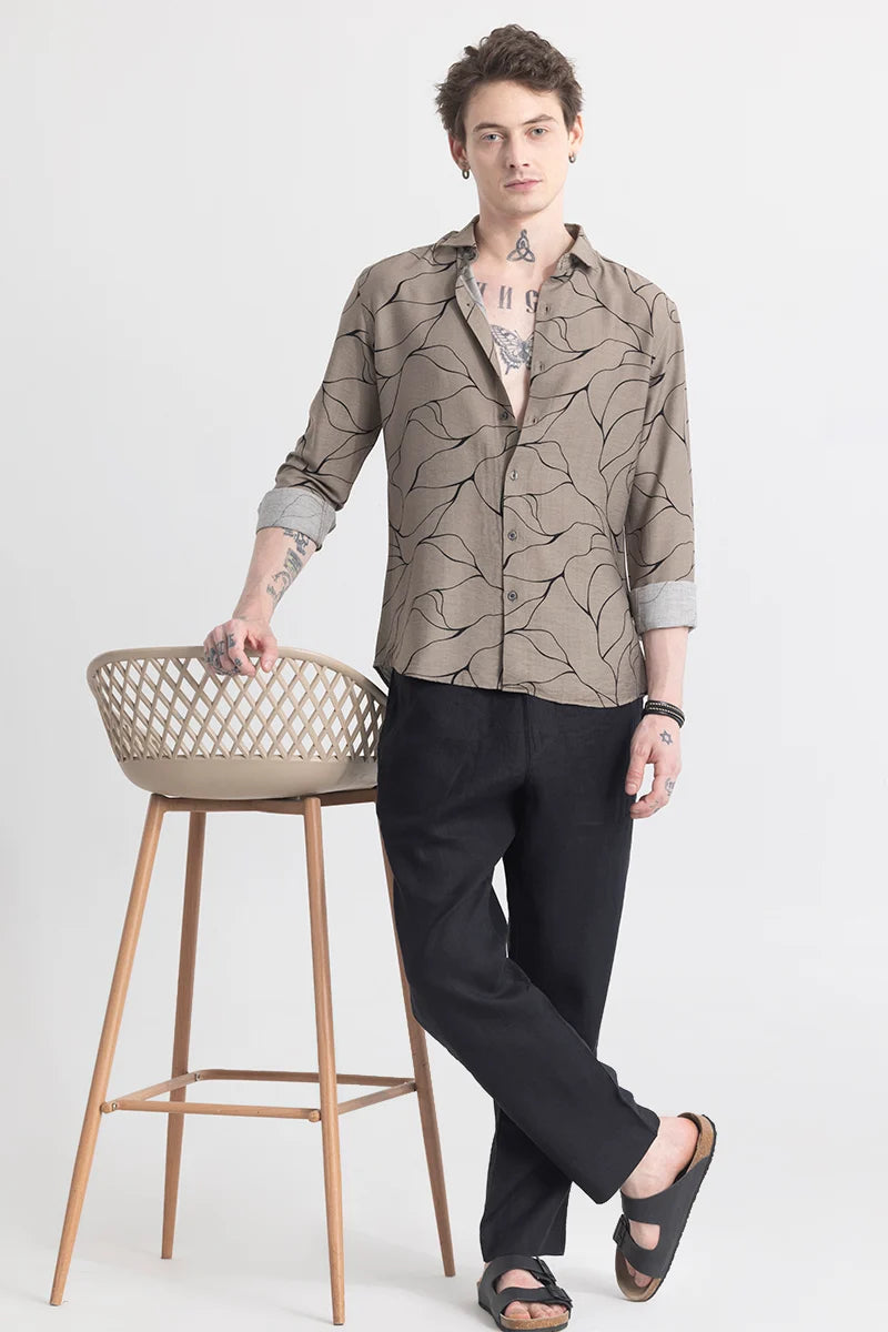 Geoshard Abstract Khaki Shirt