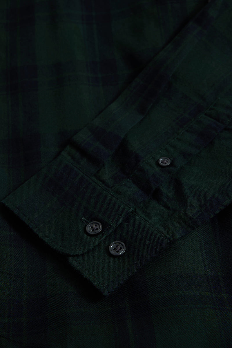 Dark Green Checks Slim Fit Shirt