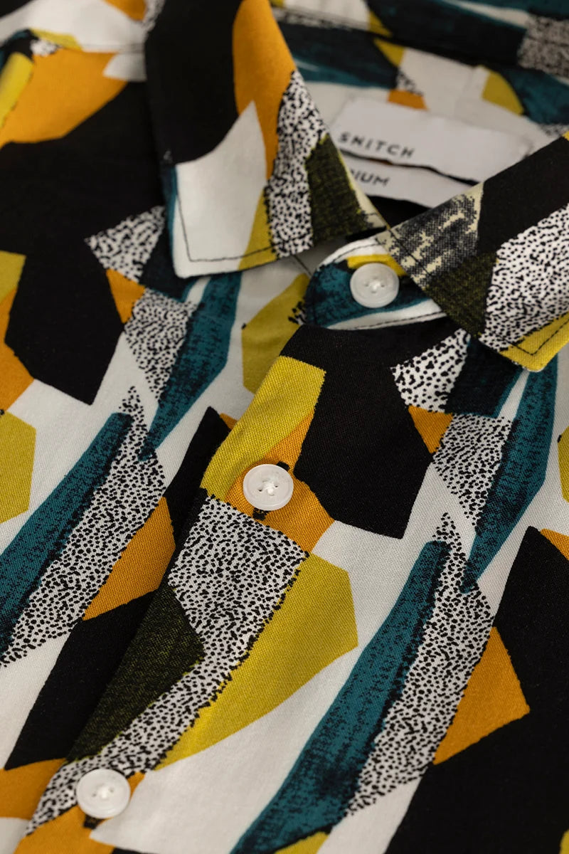 Yellow Slim Fit Abstract Shirt