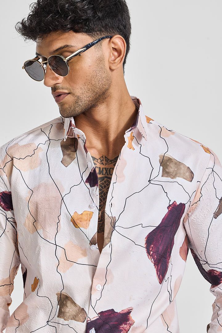 Orange Abstract Slim Fit Shirt