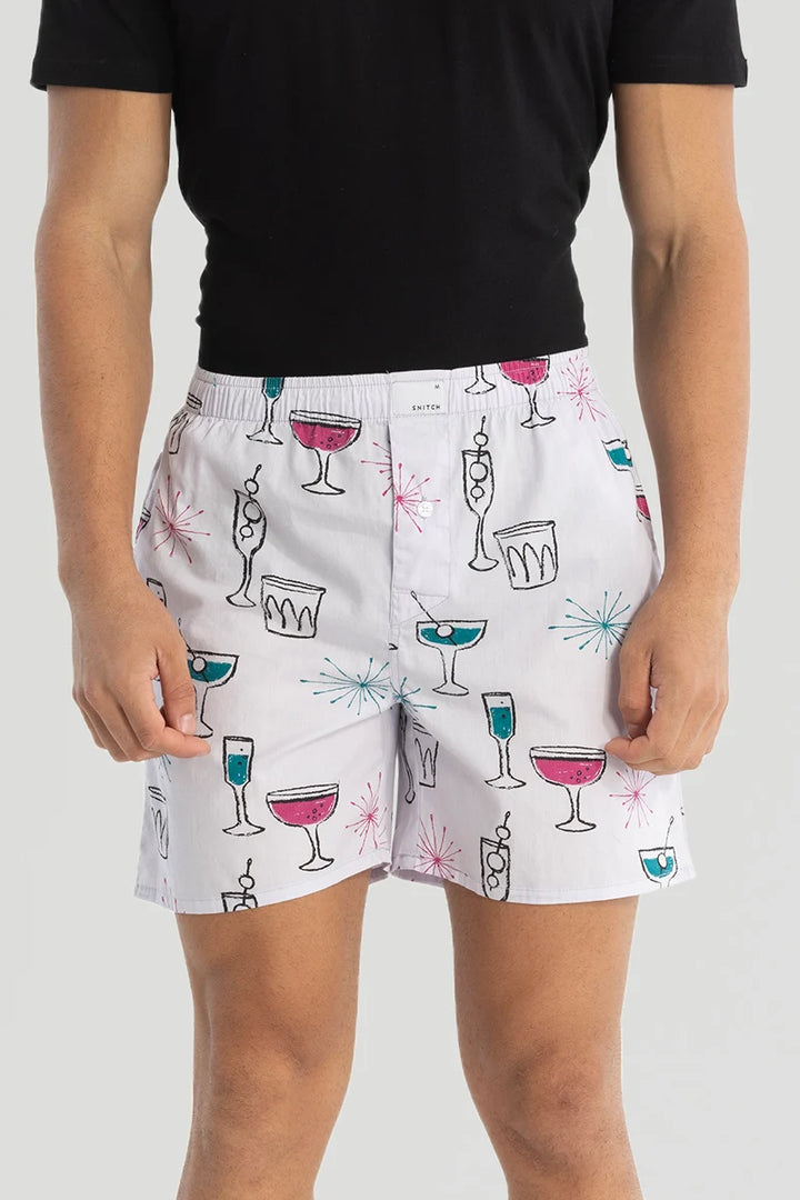 Light Grey Printed Boxers