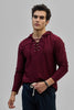 Maroon Lace-Up Textured Hoodie