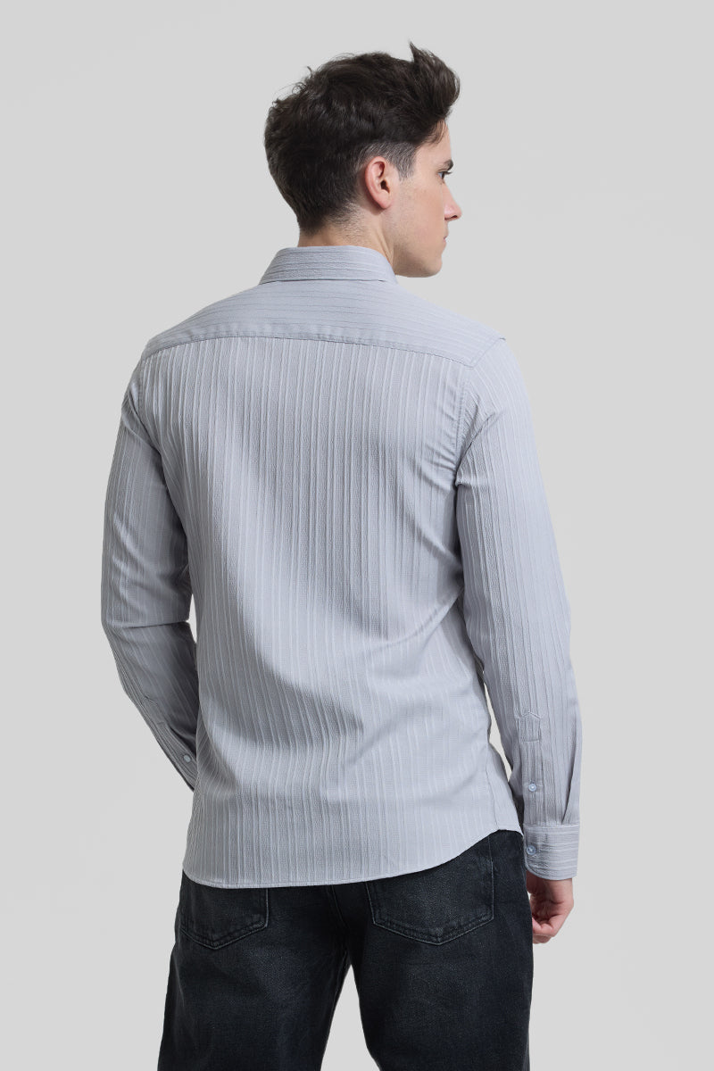 Light Grey Stripes Slim Fit Shirt