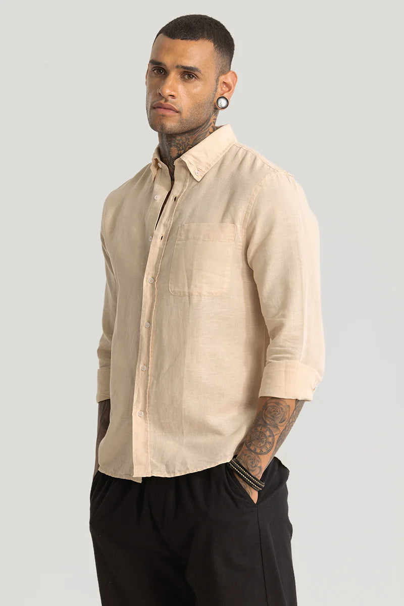 Beige Linen Blend Shirt