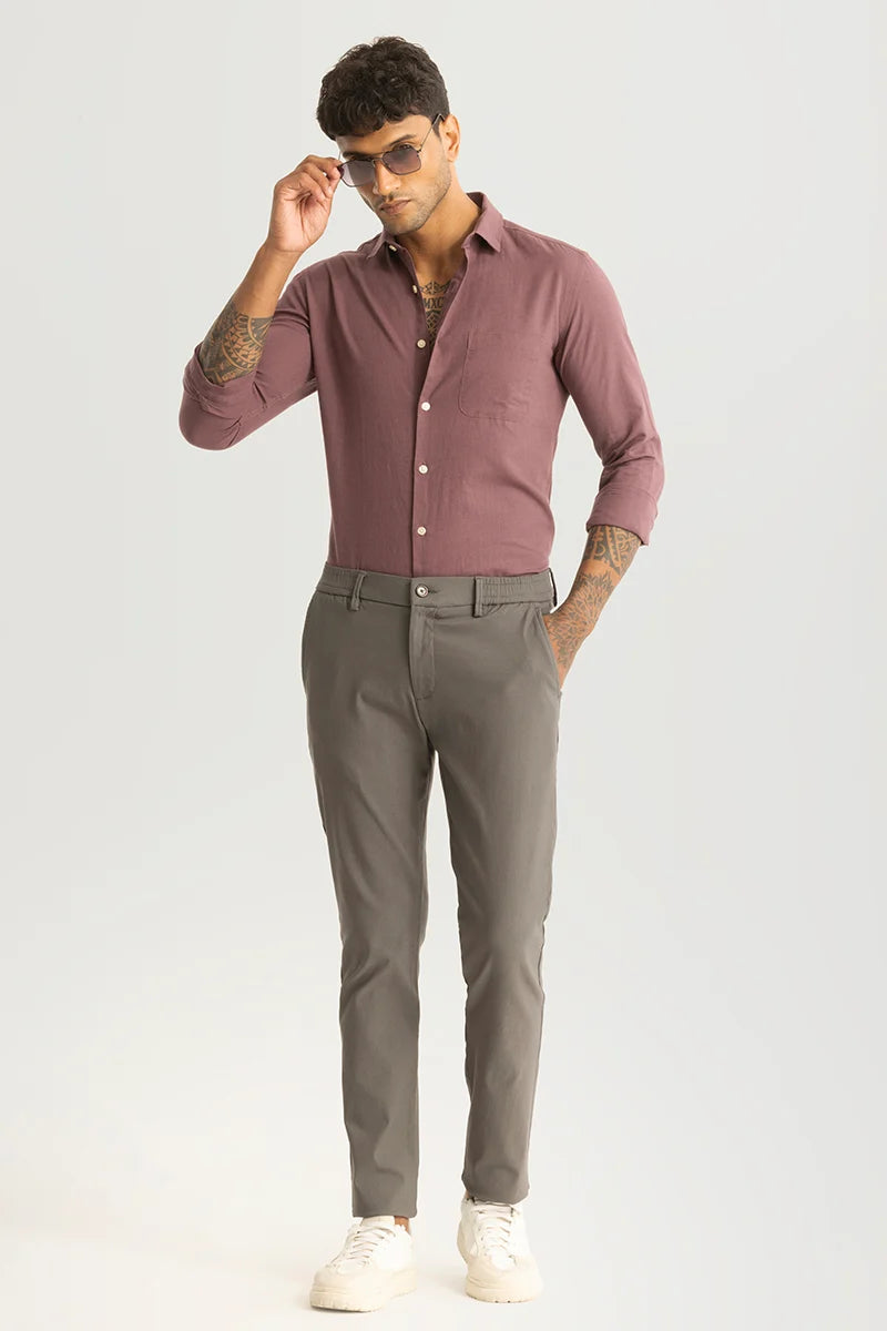 Claudio Mauve Plain Linen Shirt