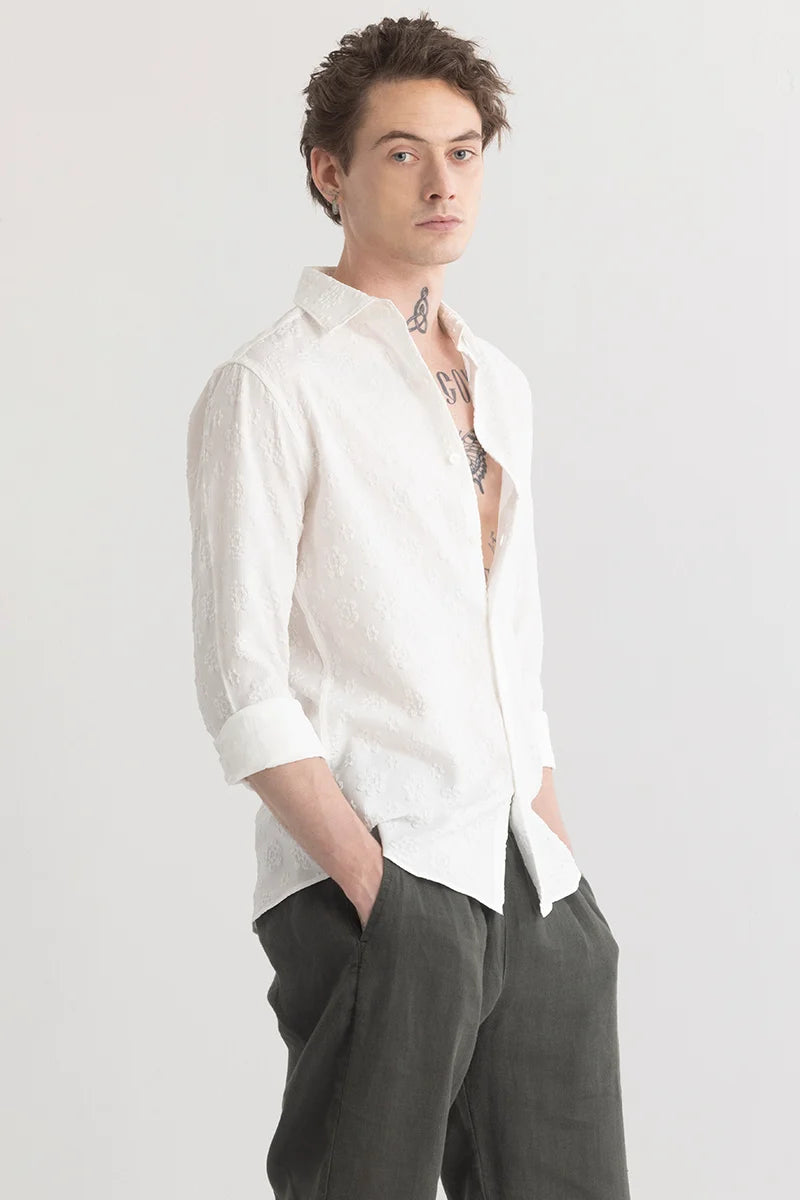 Shadotex White Textured Shirt