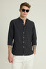 Charcoal Grey Mandarin Textured Shirt