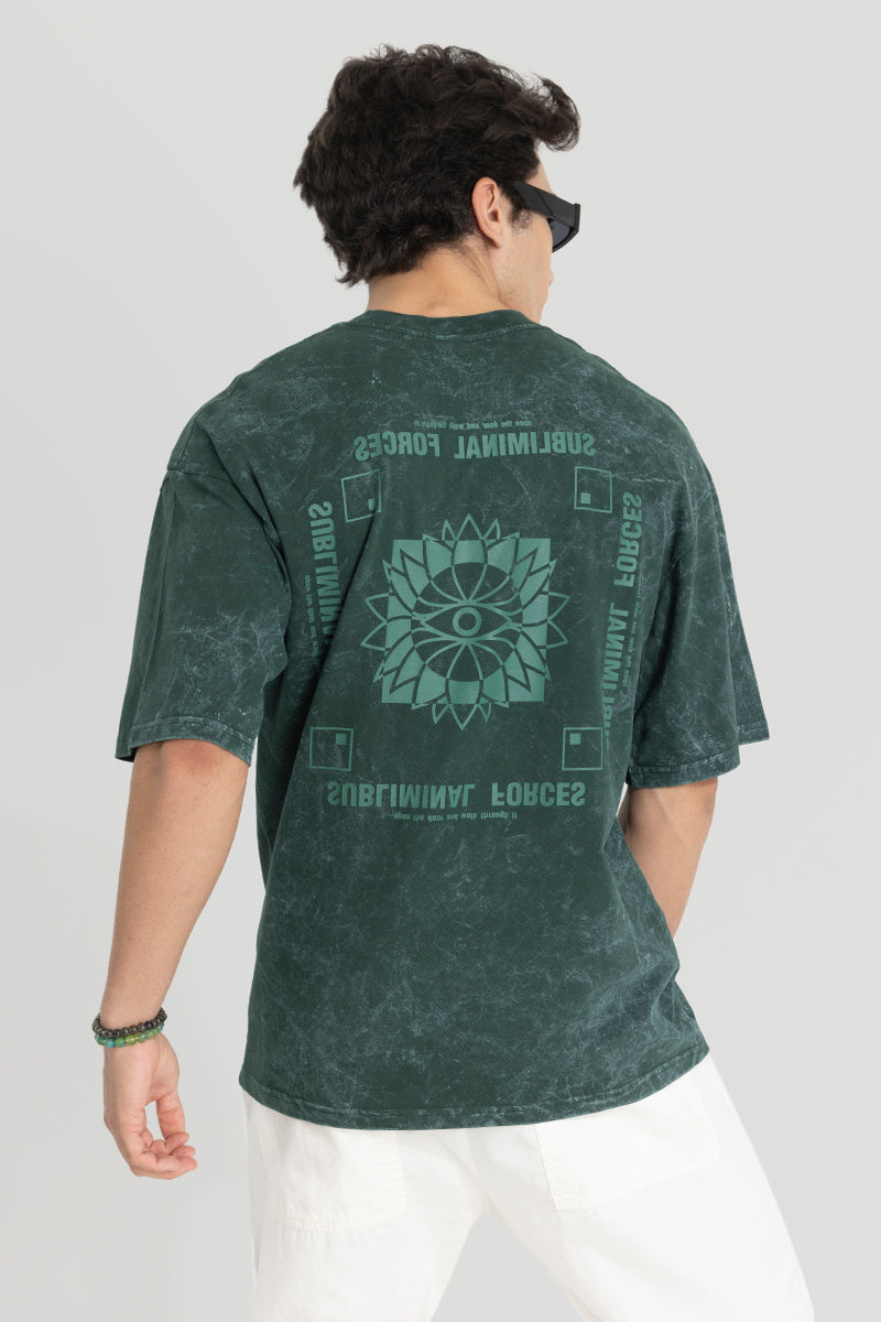 Subliminal Forces Green Oversized T-Shirt